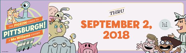 PghKids's tweet photo. Experience two amazing exhibits at the Museum this summer! Thomas &amp; Friends: Explore the Rails and The Pigeon Comes to Pittsburgh: A Mo Willems Exhibit are both at the Museum through September. Learn more at https://t.co/g8RsTzGSMR #explorewiththomas #thepigeonexhibit https://t.co/P7O6RogqvX