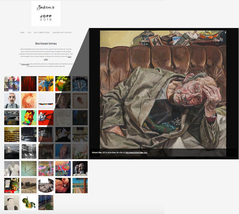 Shortlisted for Jackson’s Open Painting Prize #jopp2018. 38 selected from 3327 entries. Many thanks to the judges.