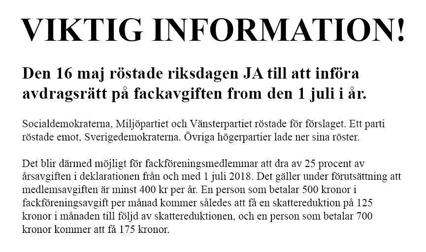 VIKTIG INFORMATION!