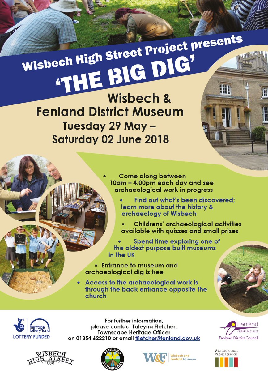 FenlandCouncil's tweet photo. Budding archaeologists will get their hands on history next week when our @highstwisbech Big Dig starts at @wisbechmuseum! 150 people will be taking part with @apsarchaeology, supported by @FenArch. There's also lots to see &amp; do for spectactors! More info: https://t.co/MD1QXDpiKp https://t.co/kQ9JLvPTwQ