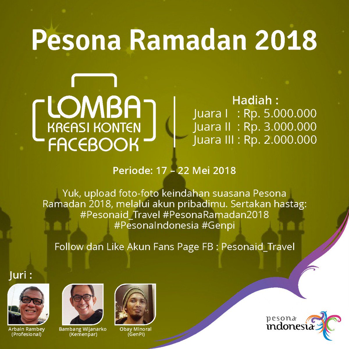 fajrinherris's tweet photo. Hayuk tinggal pilih mau ikutan Lomba #PesonaRamadanTahun2018 yang mana https://t.co/aS3muAfSuh