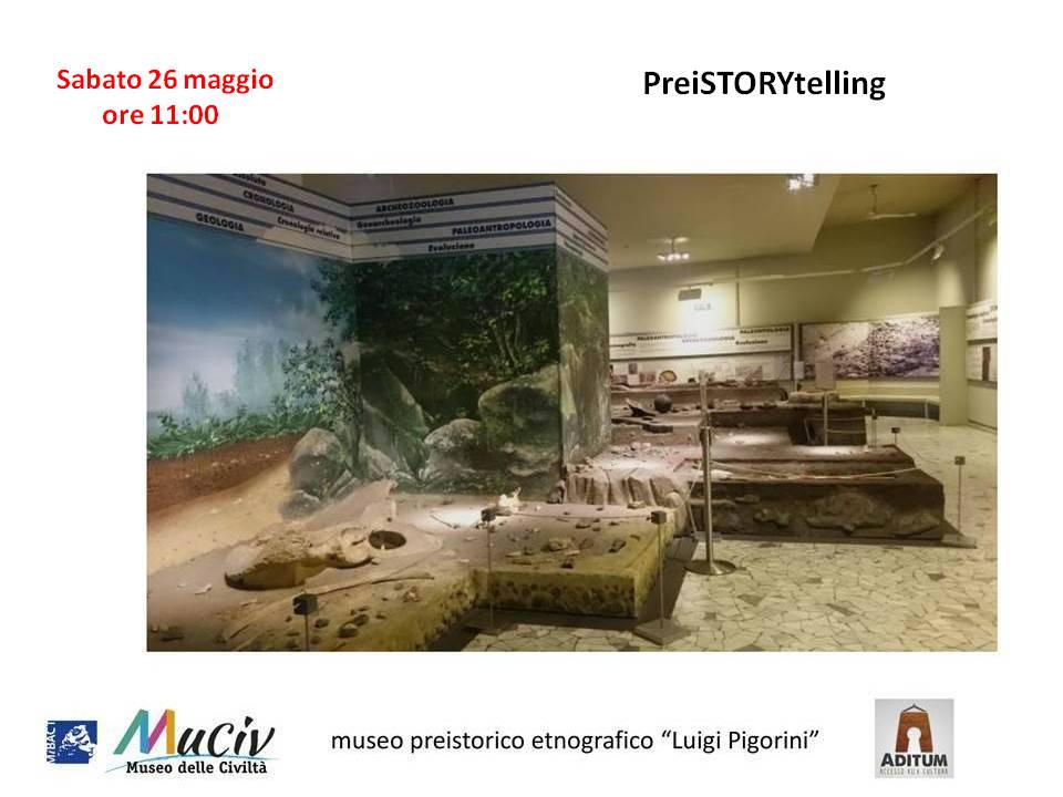 Sabato 26 maggio al @MuseoCivilta - museo preistorico etnografico "Luigi Pigorini" vi aspettiamo per il PrehiSTORYtelling alle 11.00!
#sabatoalmuseo #museodelleciviltà #museopigorini #aditumcultura #PaleoesEXTAD #preistoria #eventi #bambini #Roma