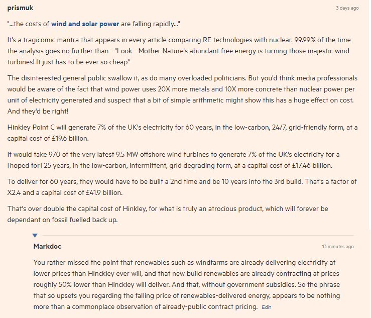 Debate still rumbling between nuclear &amp; renewables advocates beneath our piece last week on the EPR and future of French nuclear; here's one punchy exchange ft.com/content/7c68a7…