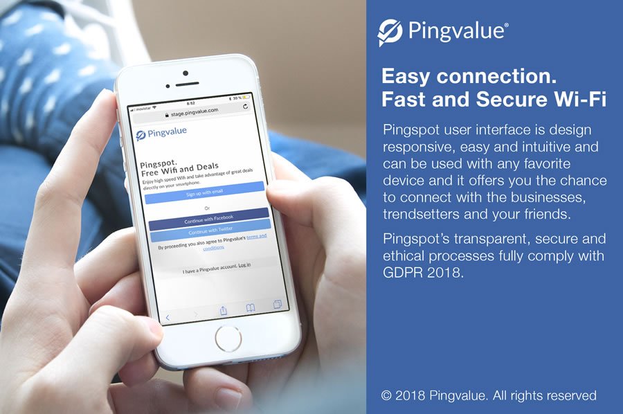 PINGSPOT by Pingvalue. The Place to Meet, Market &amp; Monetize. Enjoy an Easy Connection with a Fast and Secure WiFi. #Pingspot #WiFi #WiFiHotspot