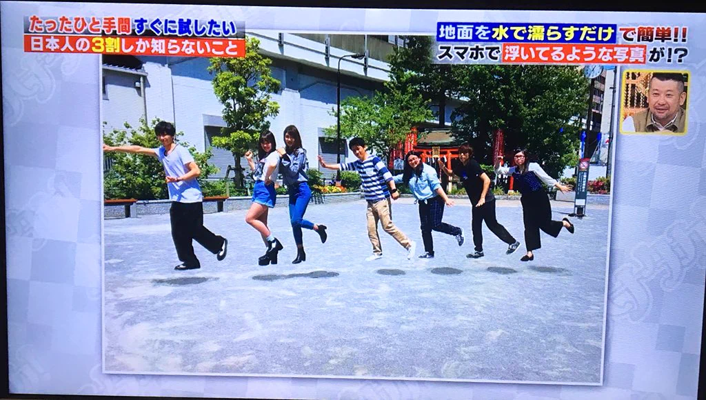 地面を濡らすだけで簡単にできる？スマホで浮いてるような写真を撮る方法がこれｗｗｗ