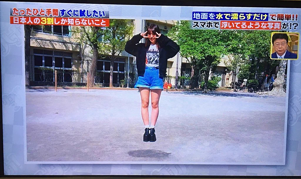 地面を濡らすだけで簡単にできる？スマホで浮いてるような写真を撮る方法がこれｗｗｗ