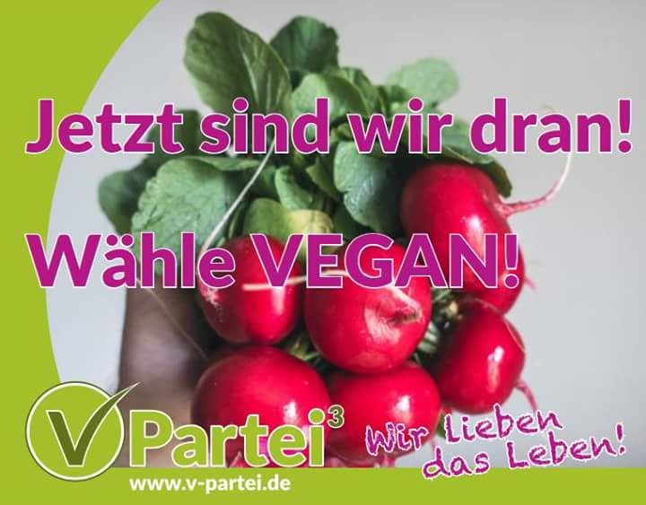 _VPartei_'s tweet photo. Die anderen Parteien sind mangels Alternative oft genug gewählt worden. Jetzt gibt's endlich die vegane und hellgrüne V-Partei³. #vegan #Tierschutz #Umweltschutz #Tierrechte #Politik #vegetarian #vpartei #kerstinbikini #Bienen #insekten #grünen #SPD #CSU #FDP #Linke #AfD https://t.co/IXLWoRsuuM