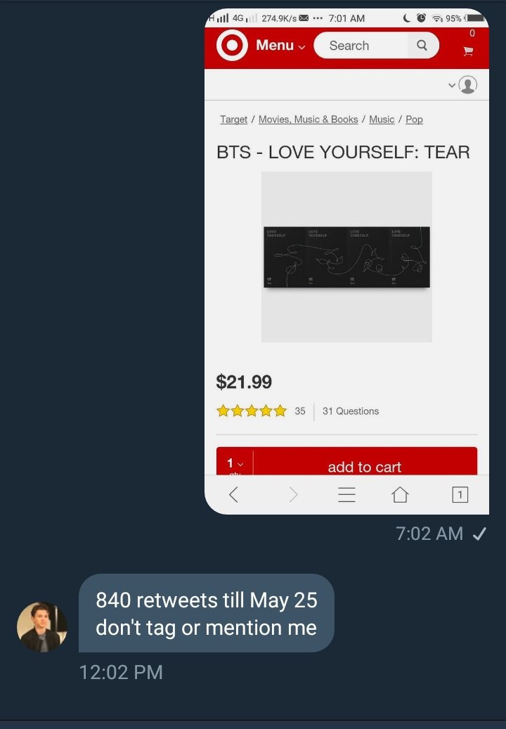 Bangtanmahlahyf's tweet photo. 840 RETWEETS TILL MARCH 25 FOR LOVE YOURSELF TEAR. PLS HELP ONE BROKE ARMY. I LOVE @BTS_twt SO MUCH CONGRATS MY LOVES FOR WINNING!!! TYSM FOR THE RTS!!! ARMYS!!! 
#BTS
#BTSARMY
#BTS_BBMAs
#PremiosMTVMiaw #MTVLAFANARMYBTS 
#MTVBRKPOPBTS #MTVLAKPOPBTS
#MTVLADANCEGOGO 
@BTS_twt https://t.co/4NgIG7PaPV