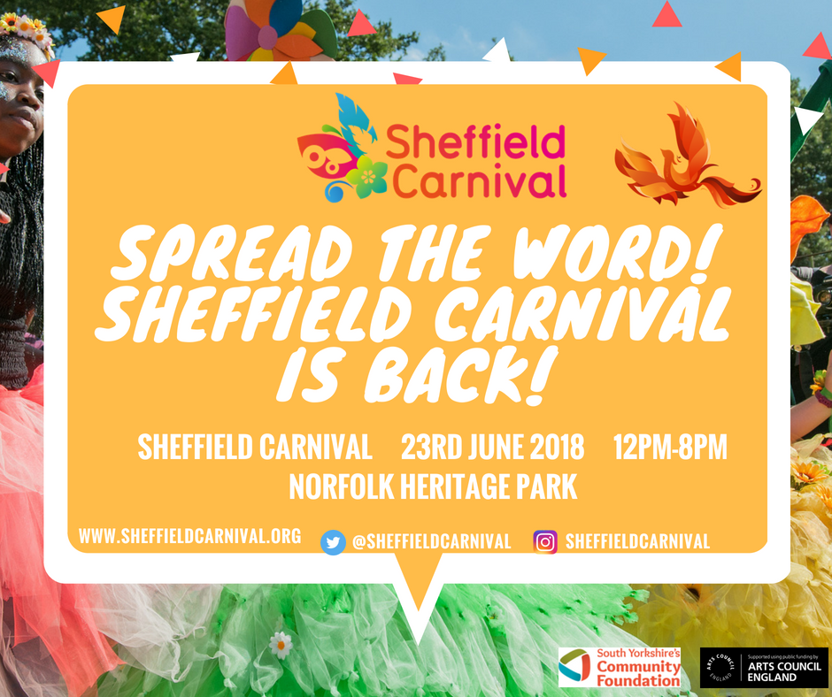 As you know Sheffield Carnival is back and part of @MigMatFest! And we need your help to make it the biggest one yet by sharing the event with friends, family and colleagues, and to make EVERYONE know we are back! 
facebook.com/events/2153307…

#MigrationMatters #SheffieldIsSuper