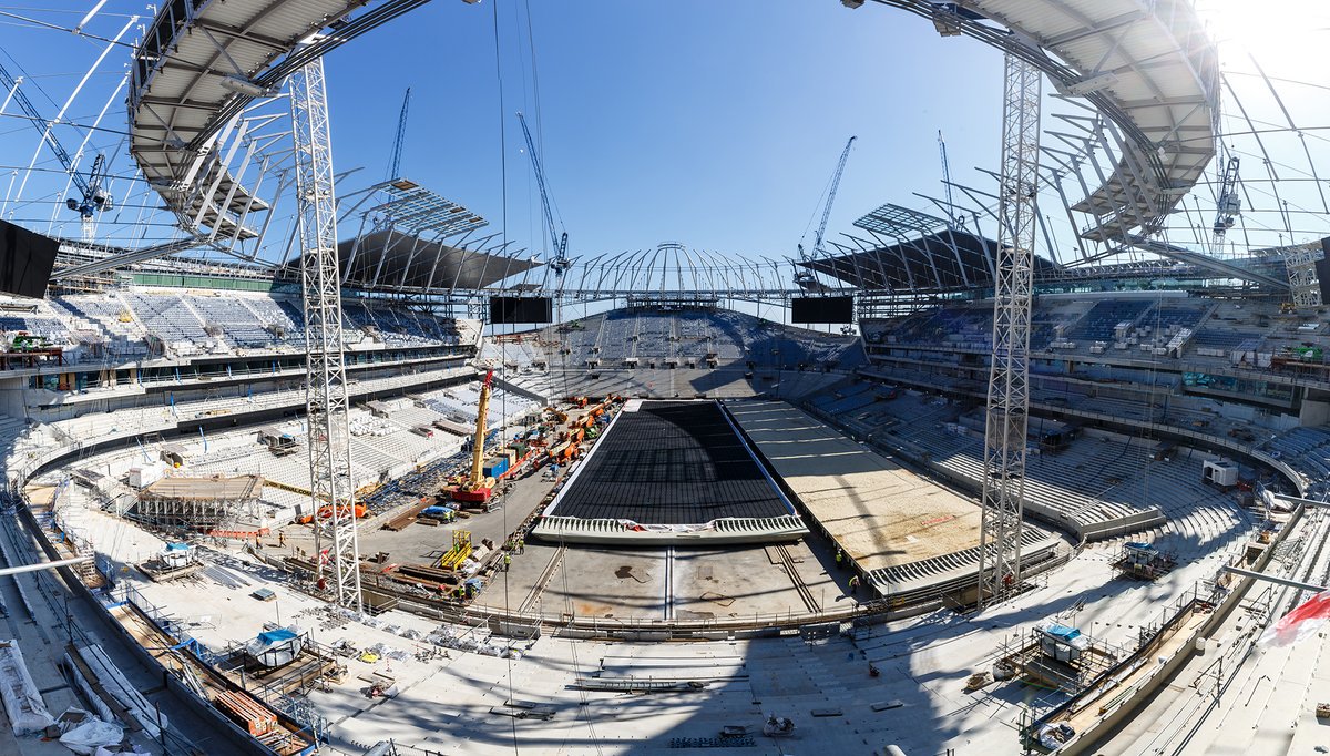 TheSCXGroup's tweet photo. The @TheSCXGroup sliding pitch being tested at #SpursNewStadium over the weekend!

You can read all about the project here https://t.co/r3cUJIBJk4

#Stadium #RetractablePitch https://t.co/cNLYkeUqOw
