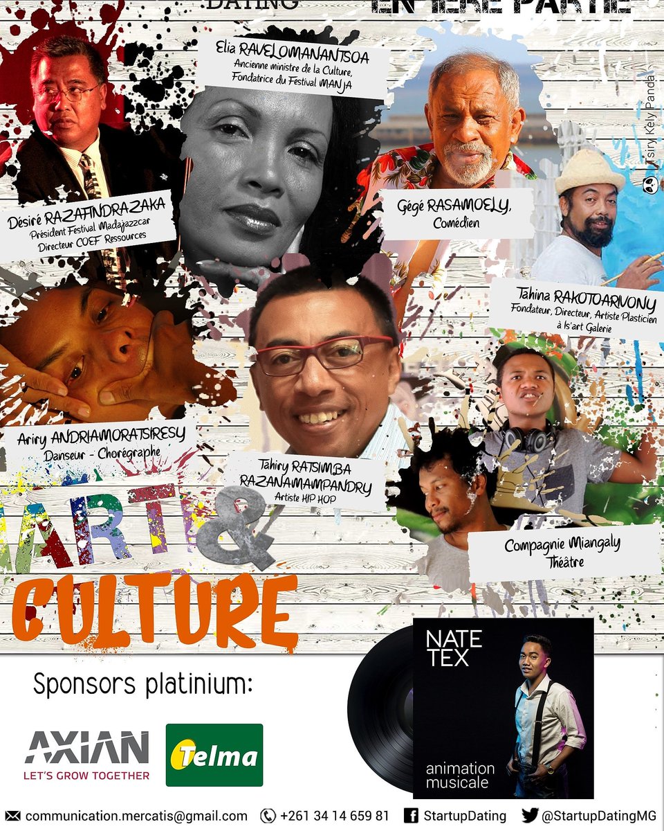 StartupDatingMG's tweet photo. 1er partie de #StartupDating de ce Jeudi 24 Mai, partages d'expériences avec de grandes figures de l'#Art et #culture à Madagascar. #festival #hiphop #peinture #cinema #danse #theater #humouriste. 2è partie: séance de #RESEAUTAGE entre tous les participants. https://t.co/bFE0V1KXcg