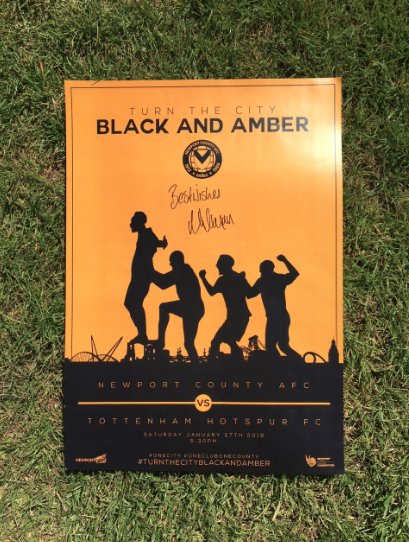 NewportCounty's tweet photo. Got the Monday blues? Fancy winning this special @EmiratesFACup poster from our Third Round match against @SpursOfficial, signed by Mike Flynn?🤩

Simply retweet this tweet to enter! We have two to give away. The lucky winner will be selected on the 28th May 🤞

#OneClubOneCounty https://t.co/0rZLMTP7Av