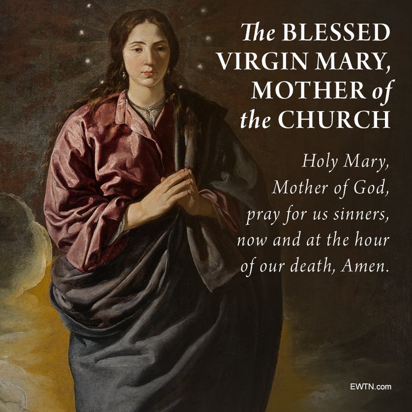 EWTN's tweet photo. #Today the #Catholic #Church celebrates a brand new feast day - "Mary, Mother of the Church, also known as #MaterEcclesaie. Holy Mary, Mother of God, pray for us! #EWTN https://t.co/GZ0pF0JRXm
