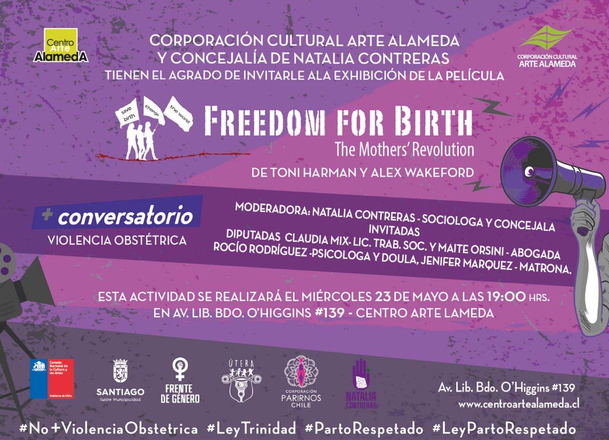 parirnos's tweet photo. [GRATIS] Tod@s invitad@s a la exhibición del documental Freedom for birth y a un conversatorio acerca de violencia obstétrica.
#AlzamosLaVoz https://t.co/bYL27La7D4