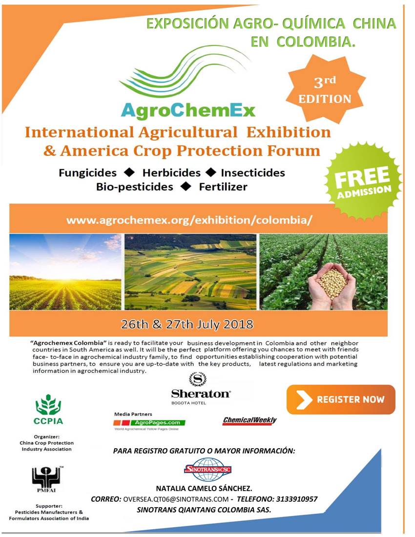 col_sinotrans's tweet photo. AgroChemEx estará en Colombia

Para mayor información, ¡Contáctenos! https://t.co/f7ck3I9rYP