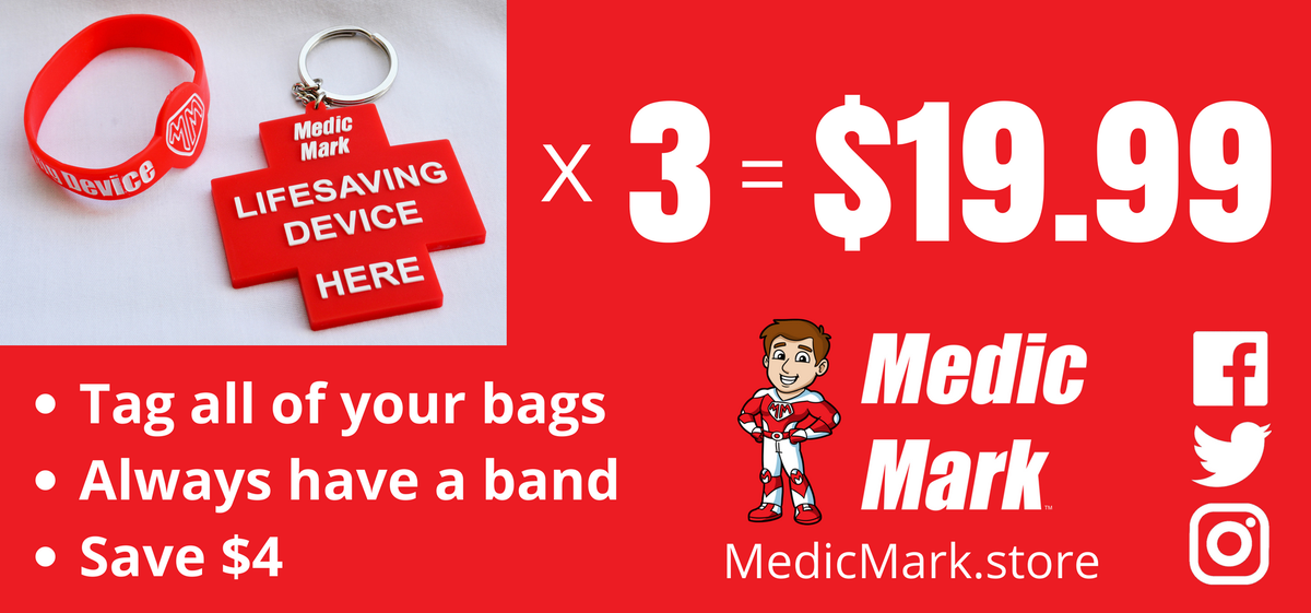 MedicMarkLLC's tweet photo. Grab three tags and three wristbands and save $4! You'll have a tag for every bag, and you'll always have a wristband available. https://t.co/m3YI58E1xg https://t.co/lEHoAtaYwE