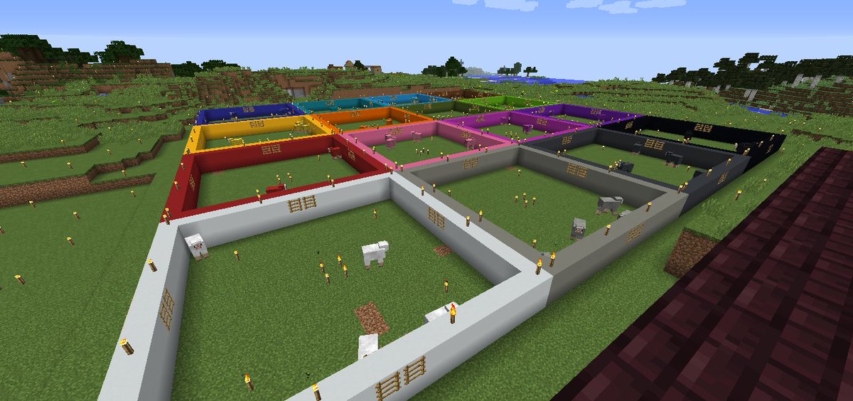 十六夜 霊魔 星屑 前回 簡素な羊牧場を作ったけど やっぱフェンスゲートだと逃げられる逃げられるｗ なので 今回はこんな感じでカラフリーな梯子式にしました これによって逃げられる心配は無い が ちょっと広くしすぎたかな ｗ Minecraft