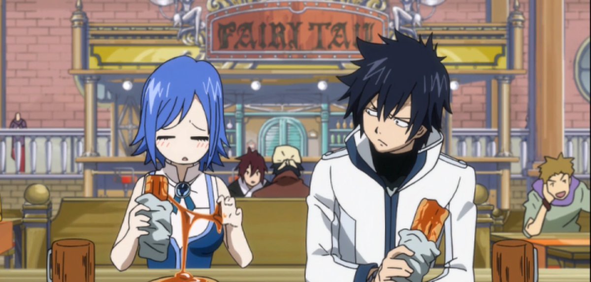 グレジュビがイチャイチャしておる……！ うまく食べれないジュビア