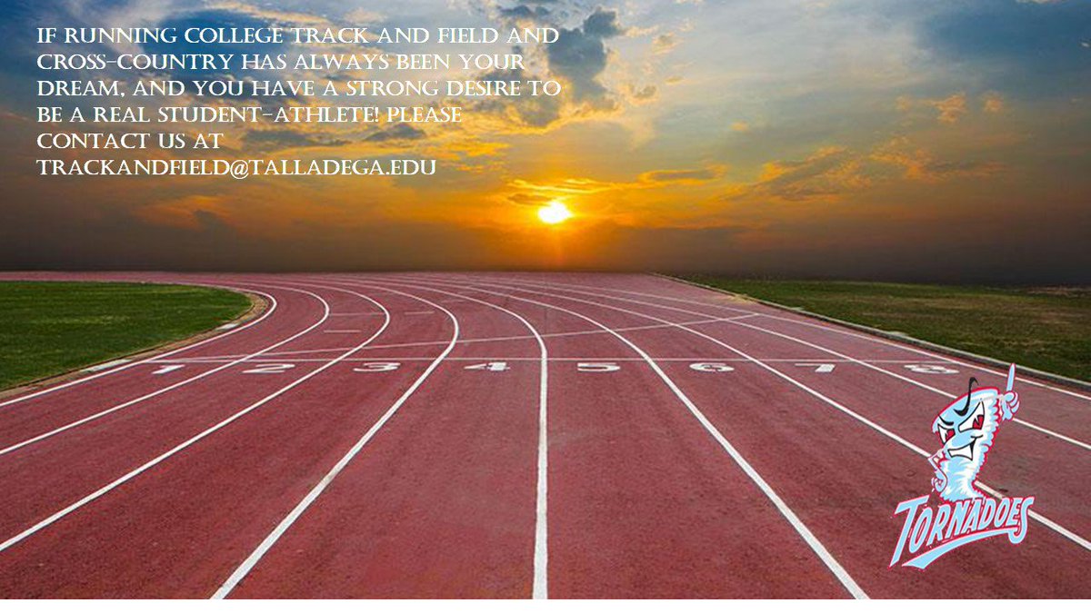 Talladega College Men's & Women's Track (@degatrackfeild) on Twitter photo If running college track and field and cross-country has always been your dream, and you have a strong desire to be a real student-athlete! Please contact us at trackandfield@talladega.edu If running college track and field and cross-country has always been your dream, and you have a strong desire to be a real student-athlete! Please contact us at trackandfield@talladega.edu