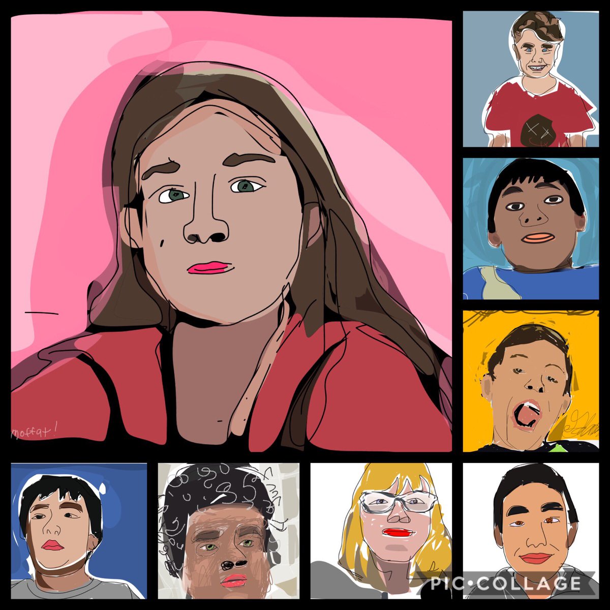MrsNkellenb's tweet image. 3rd &amp;amp; 5th grade #digitalselfportraits made in #ApplePages #AppleKeynote practicing #opacity #layering #WSDAppleTeacher #artandtech