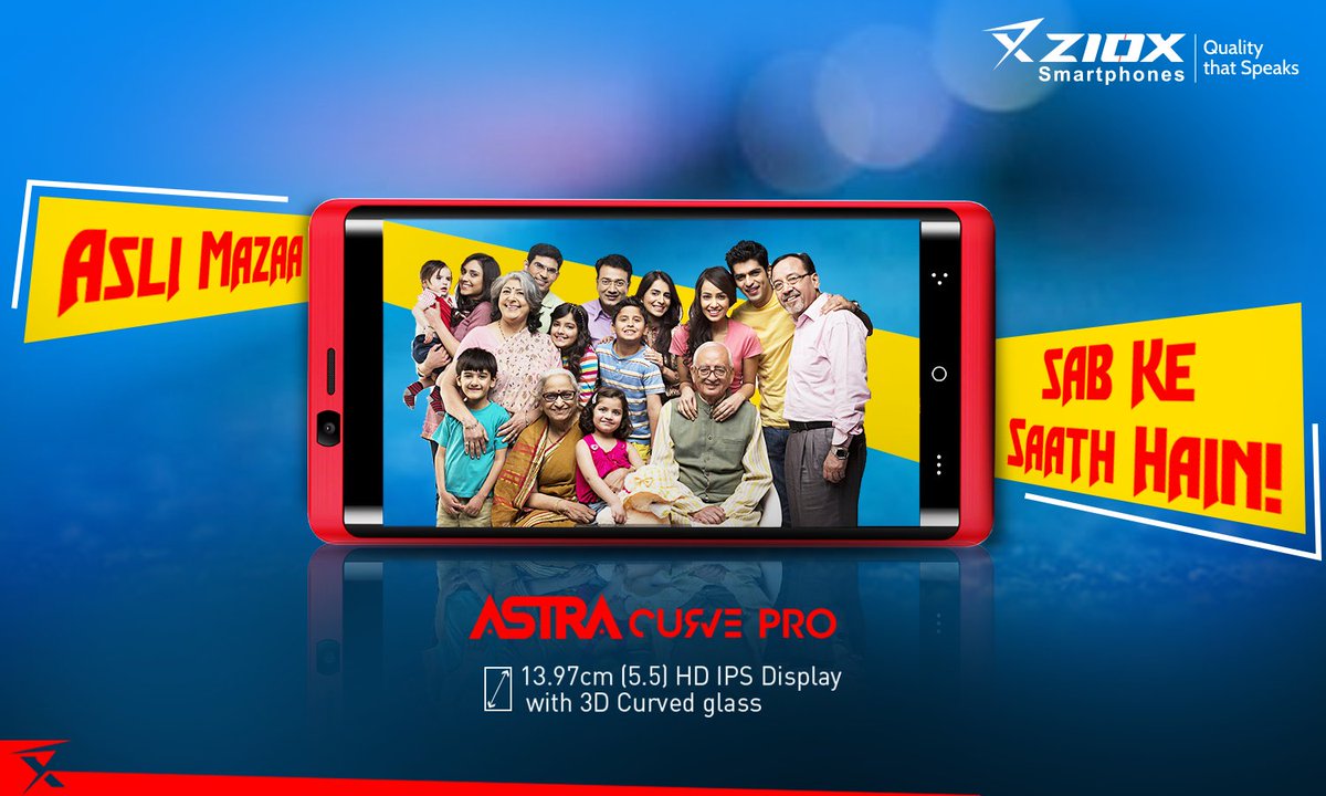Zioxofficial's tweet photo. Take the perfect family selfie with #Ziox #AstraCurvePro with its wide screen Kyunki Asli Mazaa Sab Ke Saath Hain. https://t.co/Zj5XMLBsb0