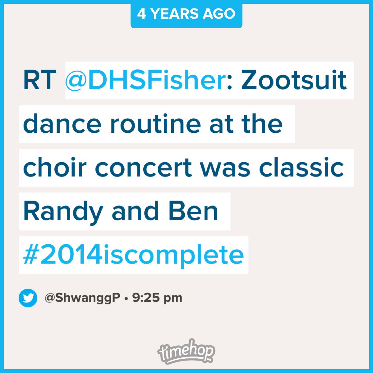 ShwanggP's tweet photo. It’s been four years since our legendary zoot suit performance and I still haven’t gotten a follow back from @DHSFisher this is unbelievable https://t.co/wTbYo25h2a