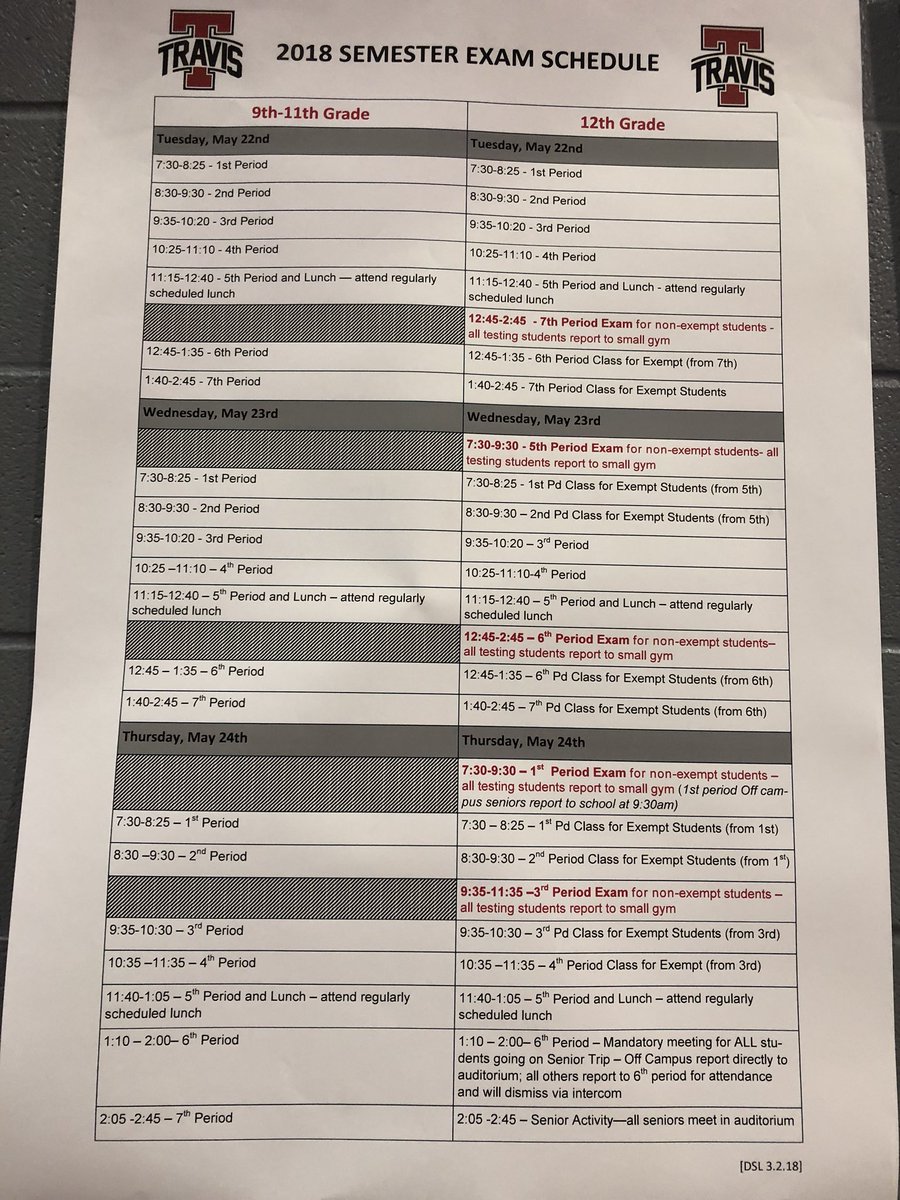 THS_Tigers's tweet photo. Senior Exams start TOMORROW! Be sure you check the bell schedule! https://t.co/YA6t9CZ2iv