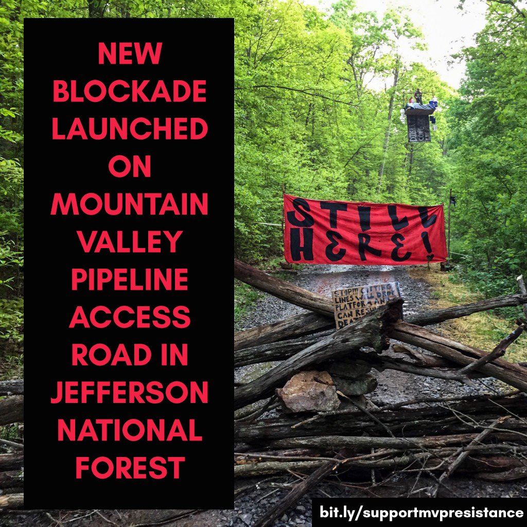 A new aerial blockade has been erected on a Mountain Valley Pipeline access road just 3 miles from Nutty. DONATE: bit.ly/supportmvpresi… #noMVP #nopipelines #belikenutty #standwithred