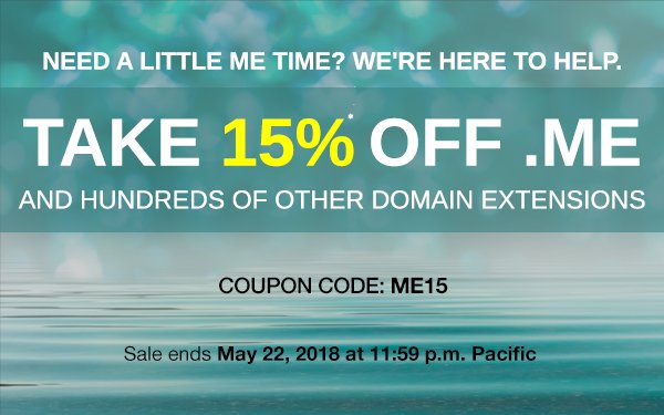 Save 15% on new .ME #domain names and more with #coupon code ME15! Exclusions apply. Find your new domain name now: ow.ly/V3AO30cbLD3
