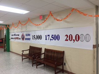 MsInsley's tweet photo. We're almost finished with another big number, our fourth goal, our second banner! 20,000 books here we come! #readingisMARVELous #YESFalcons #Marvel #ReadersAssemble #goals https://t.co/IuLI31mDUF