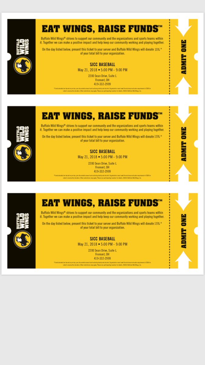 sjccstreaks's tweet image. Come on out to Buffalo Wild Wings in Fremont tonight 5pm-9pm to support the SJCC Baseball program!