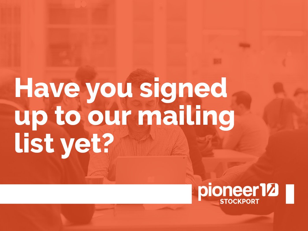 P10Stockport's tweet photo. Make sure you don’t miss out on all the latest, news, support and workshops from Pioneer 10 Stockport. Subscribe to our mailing list today https://t.co/eIZMyGnX0v #BizHour https://t.co/ChfZlc3PGK