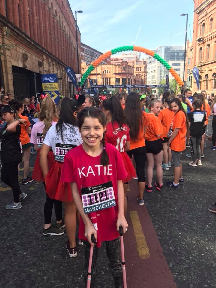 this is my daughter katie holmes, she struggles with cerebral palsy every day, she managed to run the 2.5K manchester run yesterday so proud of her #cerebralpalsy #GreatManchesterRun #GetInspired