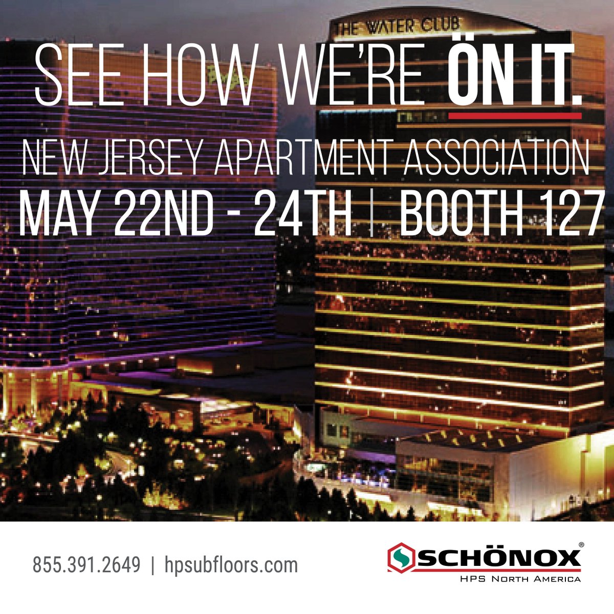 @NJAptAssoc is tomorrow in Atlantic City! Don't forget to stop by and say HI to your Schönox team at Booth 127!

#Schönox#NJAA #NewJerseyApartmentAssociation #AtlanticCity #NJ #Jersey #builders #renovation #contractors #generalcontractors #flooring #subflooring #Bogata #WaterClub