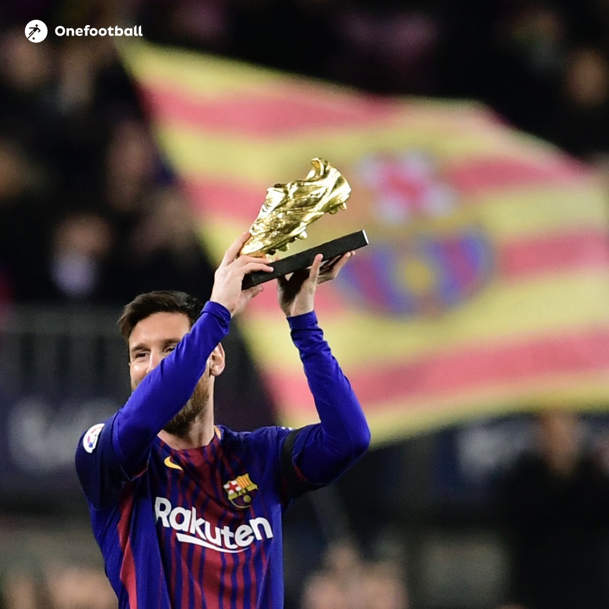OneFootball's tweet photo. #Messi has claimed his record fifth European #GoldenShoe after finishing the season as top goalscorer on the continent - no other player has ever won five 👑 #Messi5 #BallondOr #LeoMessi #Barcelona #LaLiga #EuropeanGoldenShoe #RecordBreaker #KingMessi #SorrySalah #7hechamp10ns https://t.co/nwBShZovPJ