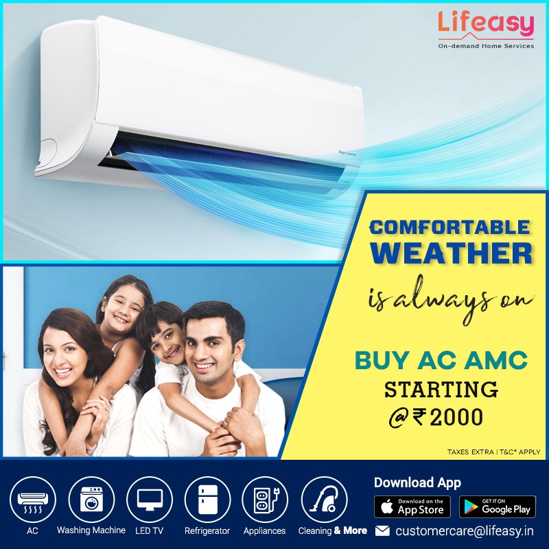 lifeasyin's tweet photo. Worried for AC Service cost. Don’t worry now with Lifeasy AC Comprehensive AMC offering. Enjoy full year of coverage for your Window or Split AC for all repair/ service requirement. Call 8586882266 to buy AC AMC
#Lifeasy #AC_AMC #AC_Service #AC_Repair #Lifeasy https://t.co/3Q7RYTSmlL
