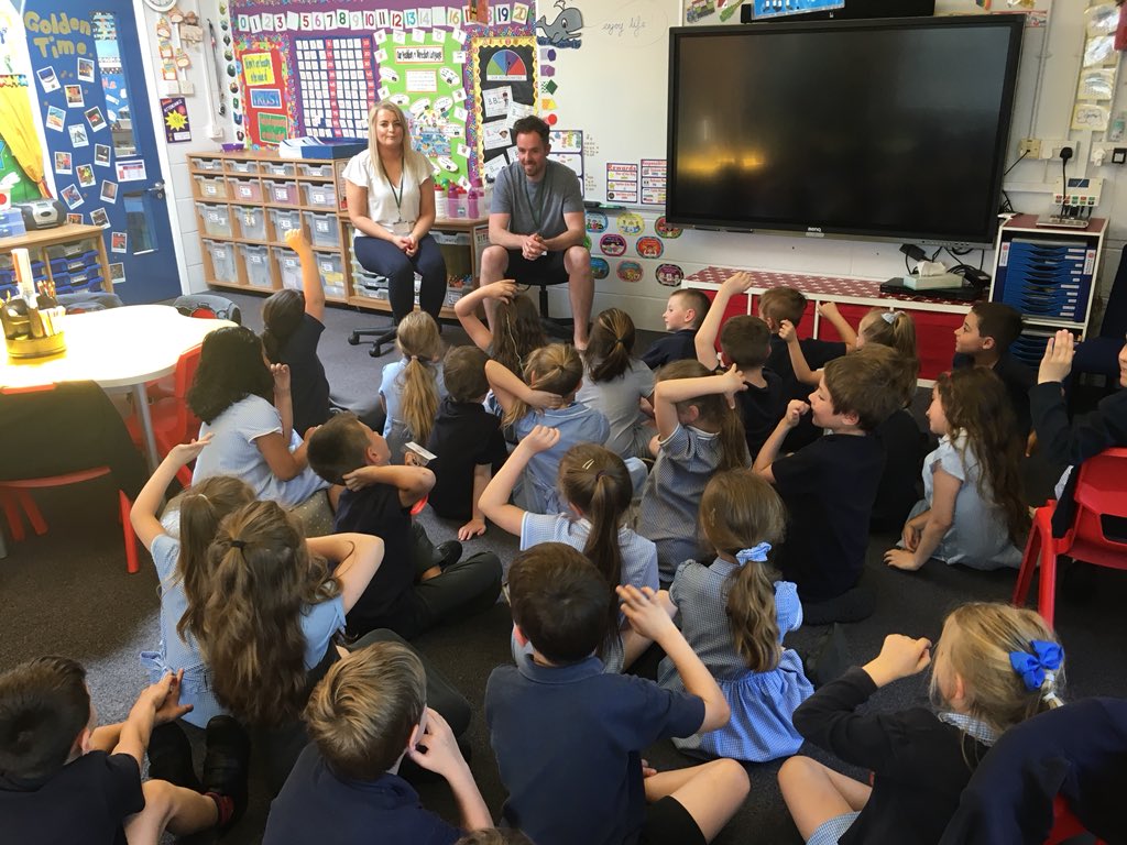 STAClassY6's tweet photo. A gigantic thank you to Nathan and Laura from LOS Gym, Grantham for coming into school today to talk to Y2/5&6 and answer questions about health, fitness & nutrition as part of our Science Week #qualityquestions #inspiringanswers #teamstannes https://t.co/1Kl3ZWz0fE