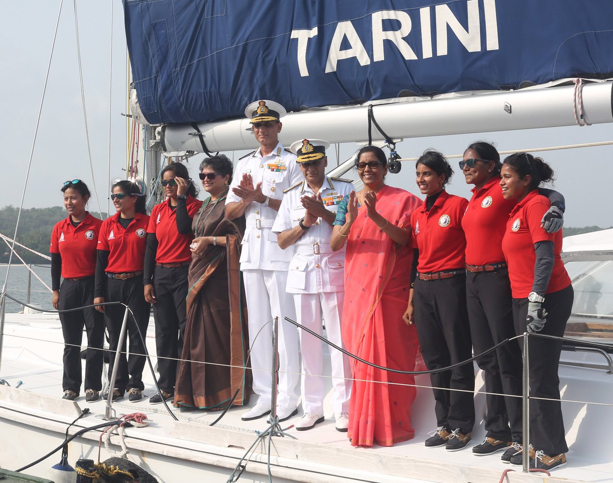 indiannavy's tweet photo. #WelcomeHomeTarini INSV Tarini completes historic Circumnavigation https://t.co/13rGjisP9R https://t.co/rApBYE0UqU