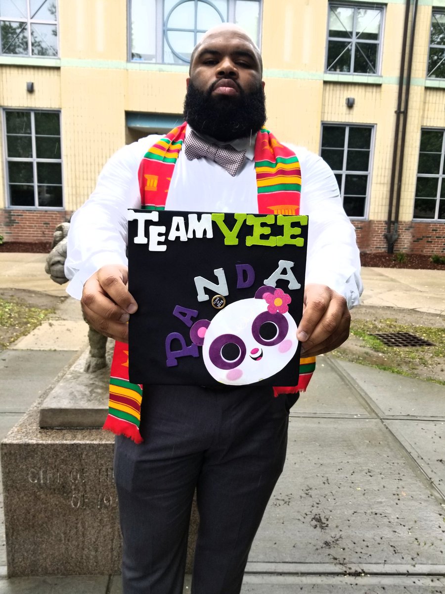 BeardedScholar's tweet photo. What a weekend. Congrats to my #URICSP family on a tremendous hooding ceremony. Thank you to my family and friends for supporting my goals. I'm Mastered now! #StudentAffairs #BlackAndHooded #TDNation68 #TeamVee https://t.co/dBDMKfOhcV