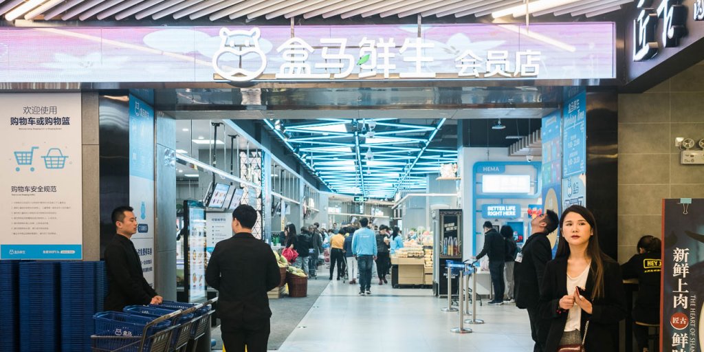 BusinessInsider's tweet photo. Alibaba's futuristic supermarket in China is light-years ahead of the US, with 30-minute deliveries and facial recognition payment — and shows where Amazon will likely take Whole Foods https://t.co/eQUzCcrfHv https://t.co/SiDi72SQkW