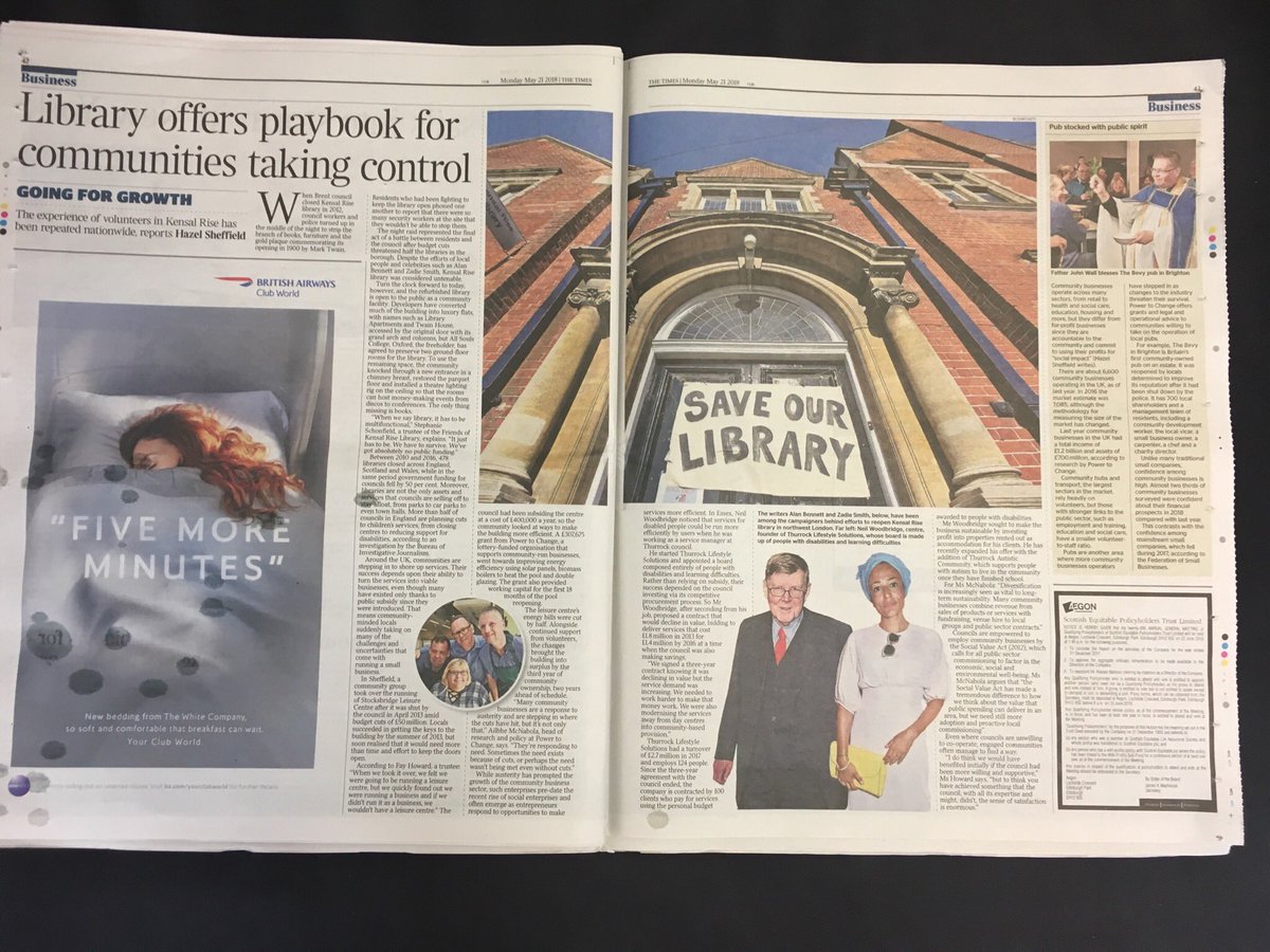 brandmidwife's tweet photo. Do you know what the best thing is about the double page spread in The Times this morning on Community Business and Power to Change? It’s that the article was in the business section of the newspaper @thetimes @peoplesbiz https://t.co/wd4azqzCkj