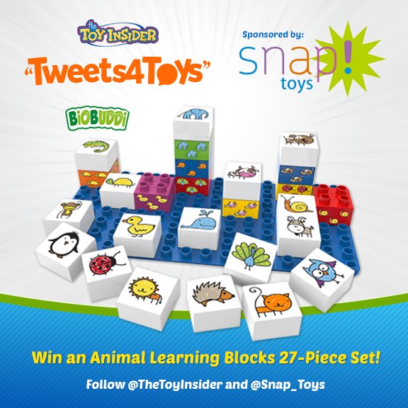 RT &amp; Follow <a href="/Snap_Toys/">Snap Toys</a> to enter to #win a #BiOBUDDi Animal Learning Blocks Set! #tweets4toys #giveaway