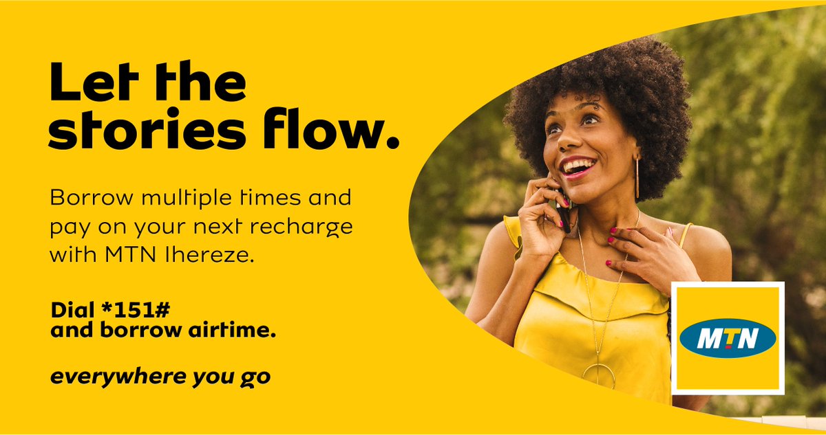 MTNRwanda's tweet photo. You never get stranded when you use Ihereze. Borrow with #MTNIhereze and keep your conversation going. #MTNBrightSide https://t.co/1C6aVkOHfZ