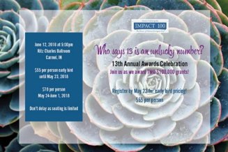 Who says 13 is an unlucky number? Join  <a href="/IMPACT100INDY/">IMPACT 100 INDY</a> for its Annual Celebration on June 12 as we award TWO $100,000 grants. 
#TwoIsBetterThan1 #Lucky13 ow.ly/7qOM30k4bIz