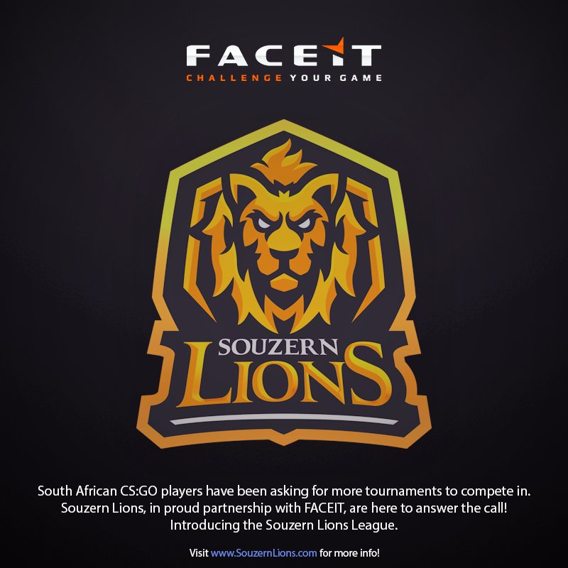 rusted_antigen's tweet photo. Welcome to South Africa @FACEIT - We are very proud to announce the Souzern Lions League!

https://t.co/r8Kg2PNTHT https://t.co/7TeArzCWFw