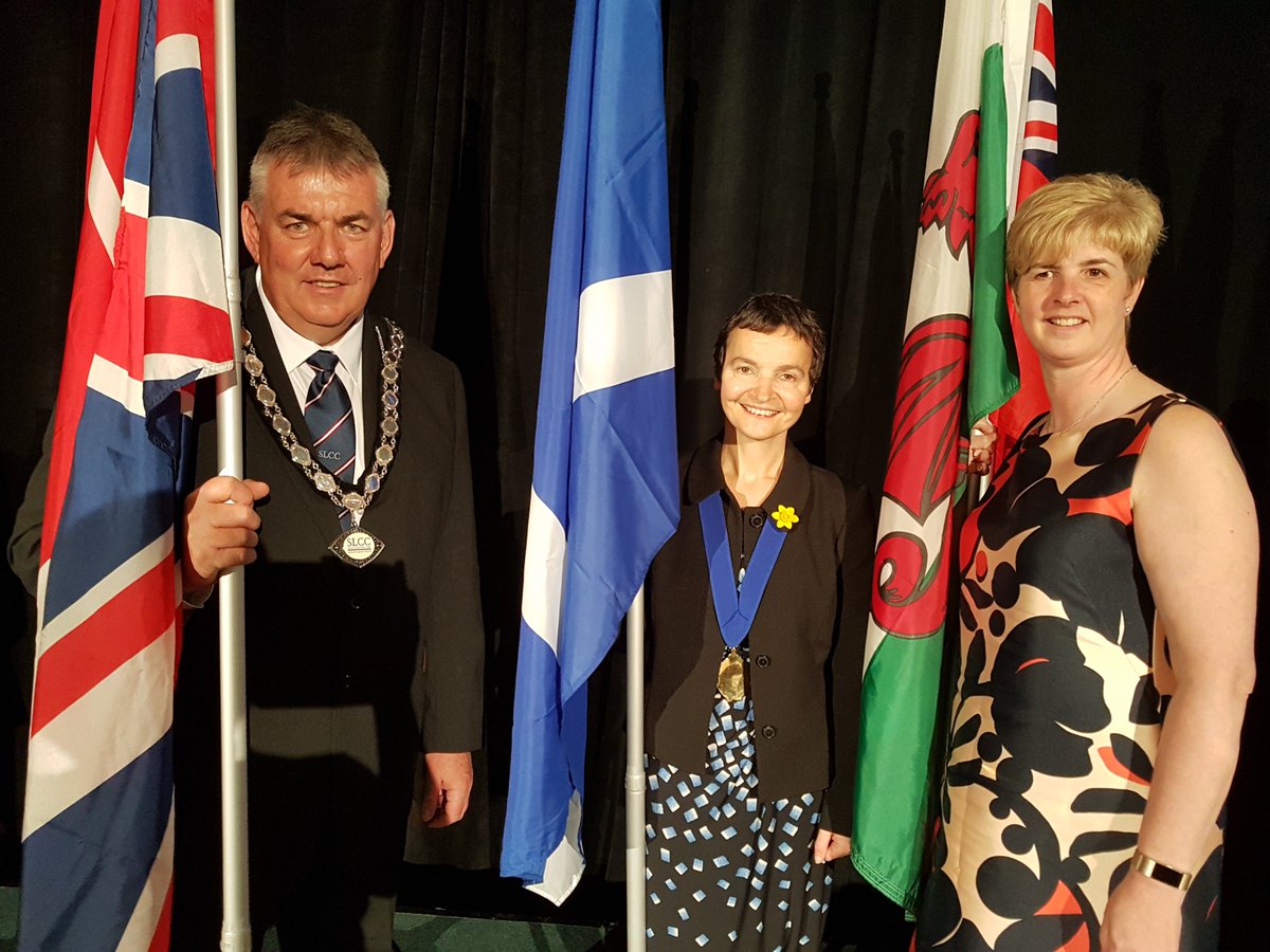 SLCCnews's tweet photo. .@SLCCNews President, David Preston &amp; Chairman, Katherine Owen, attend the #IIMC2018 Opening Ceremony in #Norfolk #Virginia @Kathowenwales @OswestryTC #localgov https://t.co/QoVXj88Yhg