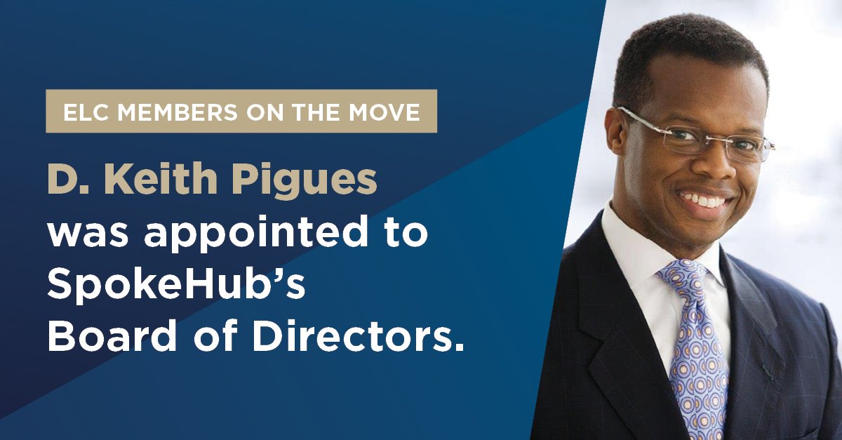 elcinfo's tweet photo. ELC member @dkeithpigues was appointed to @SpokeHubApp’s Board of Directors #ELCMotM #BlackExecutive https://t.co/doejEACwL0