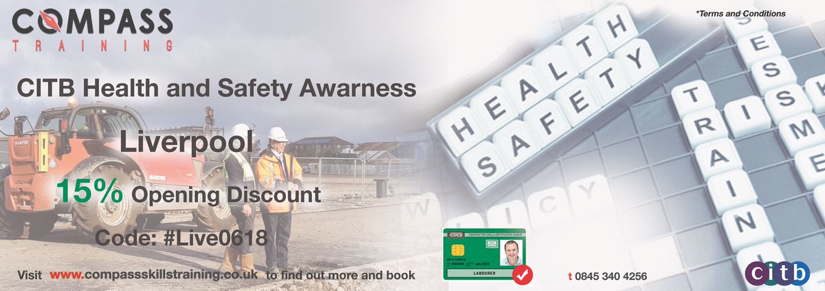 _compassgroup's tweet photo. Need a Green CSCS Card??
We are able to help attend our CITB Health and Safety Awareness Course in Liverpool!!
#HealthandSafetyCourse #HSA #Construction #Labourscard #CSCSCard #Courses https://t.co/mDIXTk0yOV