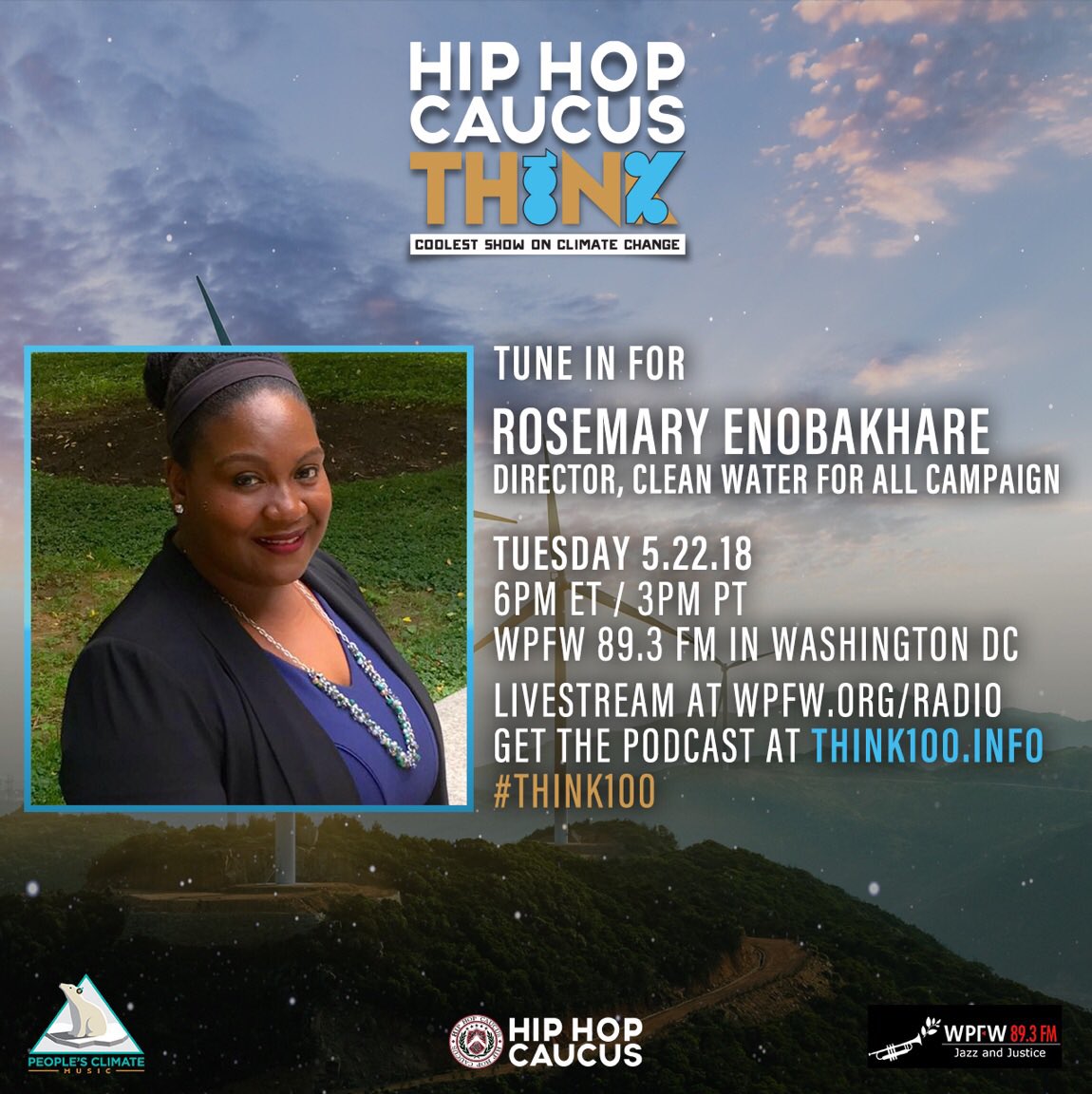 EJinAction's tweet photo. Climate + Culture + Communities = #Think100 > The Coolest Show On #ClimateChange. Tune in at 6pm ET with special guest Congresswoman @RepJayapal &amp; @renobakhare on #CleanWaterForAll @WPFWDC or stream at https://t.co/YqqCuiseSK. More at https://t.co/1OHdesgerq #EnvironmentalJustice https://t.co/BKrISTbJIt