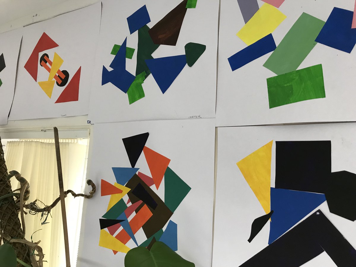 Amaia_Movie's tweet photo. New display of Abstract collages by Year 7 - always love the simplicity and "first principles" of this project. #PureAbstraction #Abstraction #Year7Art #KS3Art #ColourRelations #ShapeandColour https://t.co/9lA25sqkWj